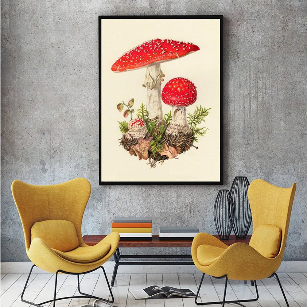 Vintage Mushroom Poster and Prints Canvas Art Painting Shroom Wall Art 30x40CM, unframed. - StudySphere